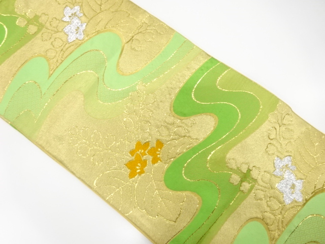 JAPANESE KIMONO / ANTIQUE FUKURO OBI / WOVEN STREAM & PAULOWNIA